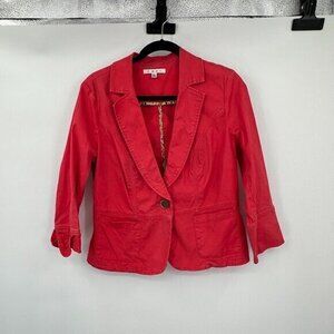 CAbi Womens Jacket 8 Pink Button Front Blazer Casual Cotton Blend Bright Color